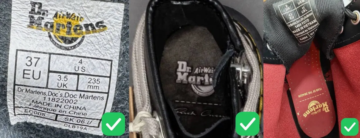 dr martens authentic half insole white sizing tag text