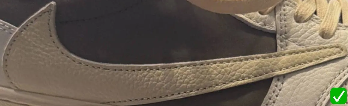 travis scott reverse mocha authentic swoosh tumbled leather stitching 2